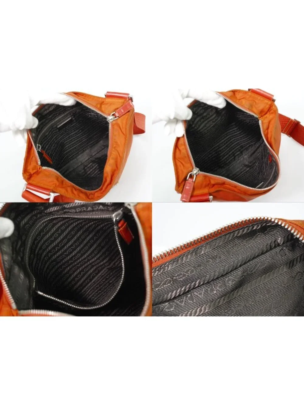 Prada Nylon Shoulder Bag Pochette Orange